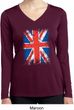 Distressed Union Jack Flag Ladies Dry Wicking Long Sleeve Shirt