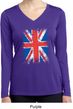Distressed Union Jack Flag Ladies Dry Wicking Long Sleeve Shirt