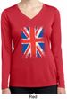 Distressed Union Jack Flag Ladies Dry Wicking Long Sleeve Shirt