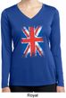 Distressed Union Jack Flag Ladies Dry Wicking Long Sleeve Shirt