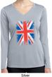 Distressed Union Jack Flag Ladies Dry Wicking Long Sleeve Shirt