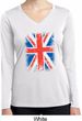 Distressed Union Jack Flag Ladies Dry Wicking Long Sleeve Shirt