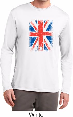 Distressed Union Jack Flag Mens Dry Wicking Long Sleeve Shirt