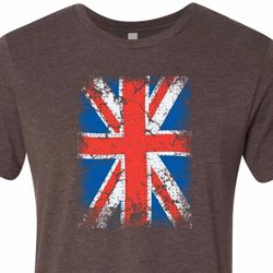 Distressed Union Jack Flag Mens Tri Blend Crewneck Shirt