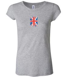 Distressed Union Jack Flag Small Print Ladies Shirts