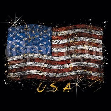 Distressed US Flag  Adult Tee