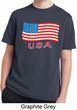 Distressed USA Flag Kids Moisture Wicking Shirt