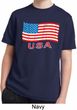 Distressed USA Flag Kids Moisture Wicking Shirt