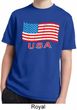 Distressed USA Flag Kids Moisture Wicking Shirt