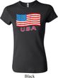Distressed USA Flag Ladies Crewneck Shirt