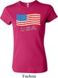 Distressed USA Flag Ladies Crewneck Shirt