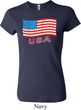 Distressed USA Flag Ladies Crewneck Shirt