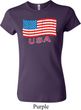 Distressed USA Flag Ladies Crewneck Shirt