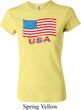 Distressed USA Flag Ladies Crewneck Shirt