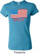 Distressed USA Flag Ladies Crewneck Shirt