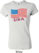 Distressed USA Flag Ladies Crewneck Shirt