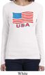 Distressed USA Flag Ladies Long Sleeve Shirt
