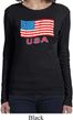 Distressed USA Flag Ladies Long Sleeve Shirt