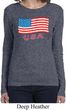 Distressed USA Flag Ladies Long Sleeve Shirt