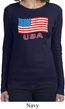 Distressed USA Flag Ladies Long Sleeve Shirt