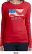 Distressed USA Flag Ladies Long Sleeve Shirt
