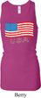 Distressed USA Flag Ladies Longer Length Racerback Tank Top