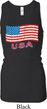 Distressed USA Flag Ladies Longer Length Racerback Tank Top