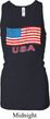 Distressed USA Flag Ladies Longer Length Racerback Tank Top