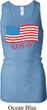 Distressed USA Flag Ladies Longer Length Racerback Tank Top