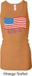 Distressed USA Flag Ladies Longer Length Racerback Tank Top