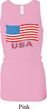 Distressed USA Flag Ladies Longer Length Racerback Tank Top