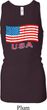 Distressed USA Flag Ladies Longer Length Racerback Tank Top
