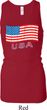 Distressed USA Flag Ladies Longer Length Racerback Tank Top