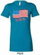 Distressed USA Flag Ladies Longer Length Shirt