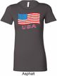 Distressed USA Flag Ladies Longer Length Shirt