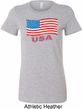 Distressed USA Flag Ladies Longer Length Shirt