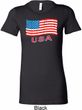 Distressed USA Flag Ladies Longer Length Shirt