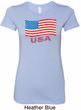 Distressed USA Flag Ladies Longer Length Shirt