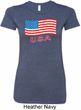 Distressed USA Flag Ladies Longer Length Shirt