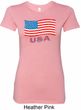 Distressed USA Flag Ladies Longer Length Shirt