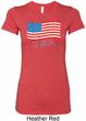 Distressed USA Flag Ladies Longer Length Shirt