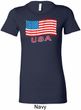 Distressed USA Flag Ladies Longer Length Shirt