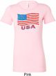Distressed USA Flag Ladies Longer Length Shirt