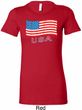 Distressed USA Flag Ladies Longer Length Shirt