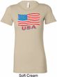 Distressed USA Flag Ladies Longer Length Shirt