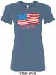 Distressed USA Flag Ladies Longer Length Shirt
