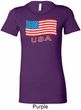 Distressed USA Flag Ladies Longer Length Shirt