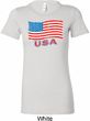 Distressed USA Flag Ladies Longer Length Shirt