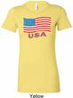 Distressed USA Flag Ladies Longer Length Shirt