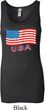 Distressed USA Flag Ladies Longer Length Tank Top